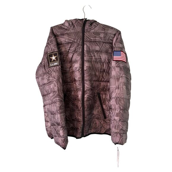 US ARMY Men’s Small Puffer Jacket Full Zip Hooded Zipper Pockets - Picture 1 of 6